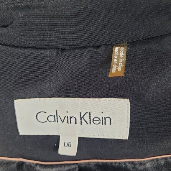 Calvin Klein Black Double Breasted Buttoned Rain Coat Jacket Peacoat Large L - Picture 3 of 16